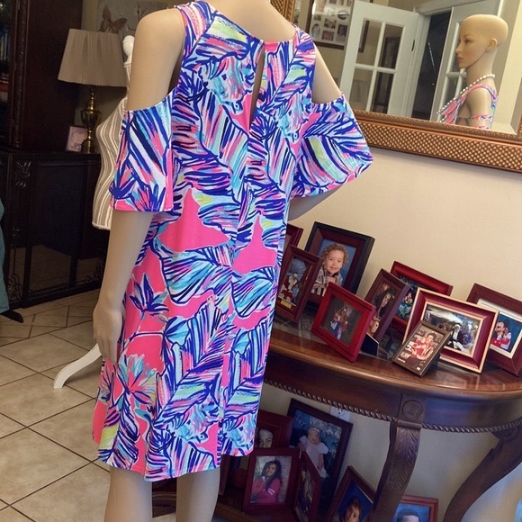 Lily Pulitzer Somerset Dress in Tiki Cabana Craze with cold shoulder size Medium - Picture 9 of 12